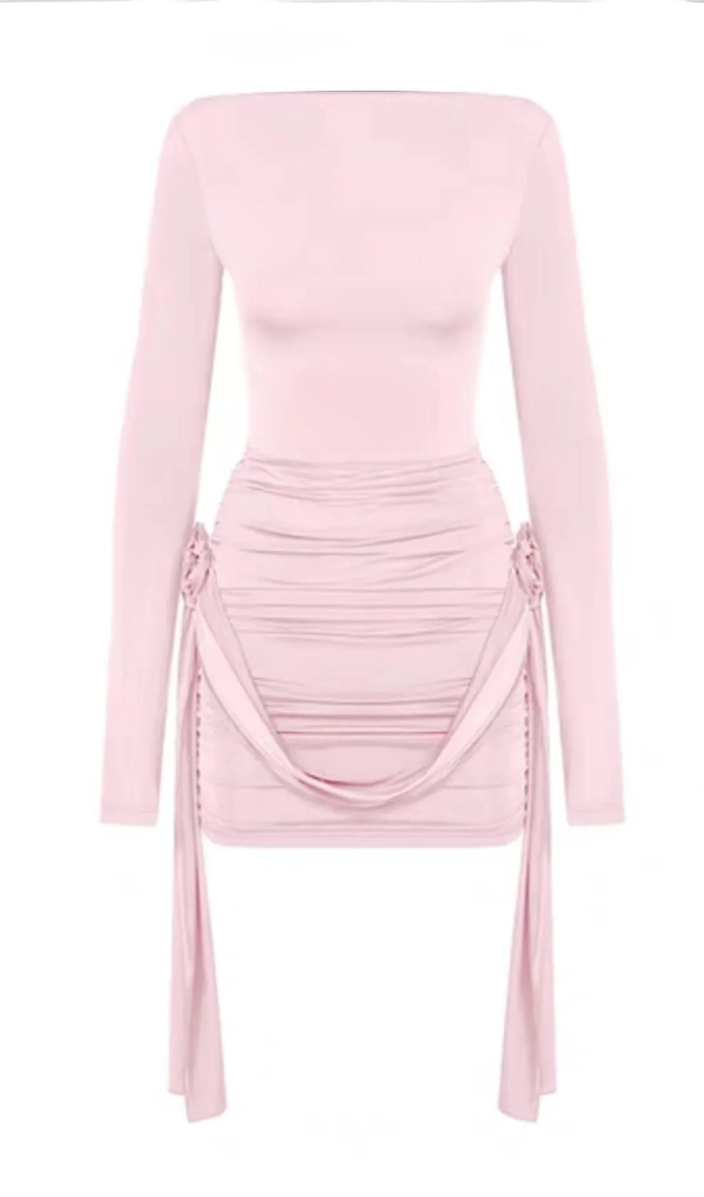 FLOWER EMBELLIISHED MINI DRESS IN LIGHT PINK Gloria Lanvin
