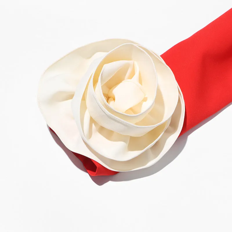 FLOWER EMBELLISHED MIDI DRESS IN RED Gloria Lanvin