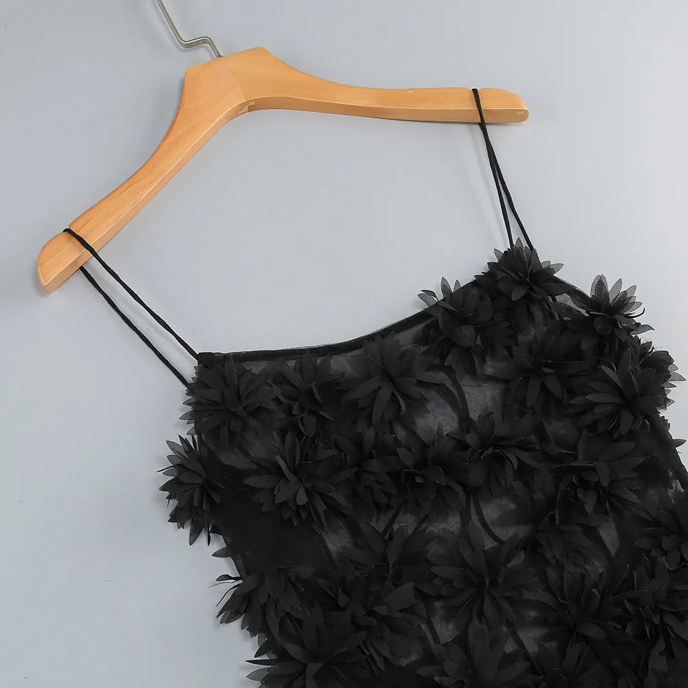 flower embellished Mini Dress in black Gloria Lanvin