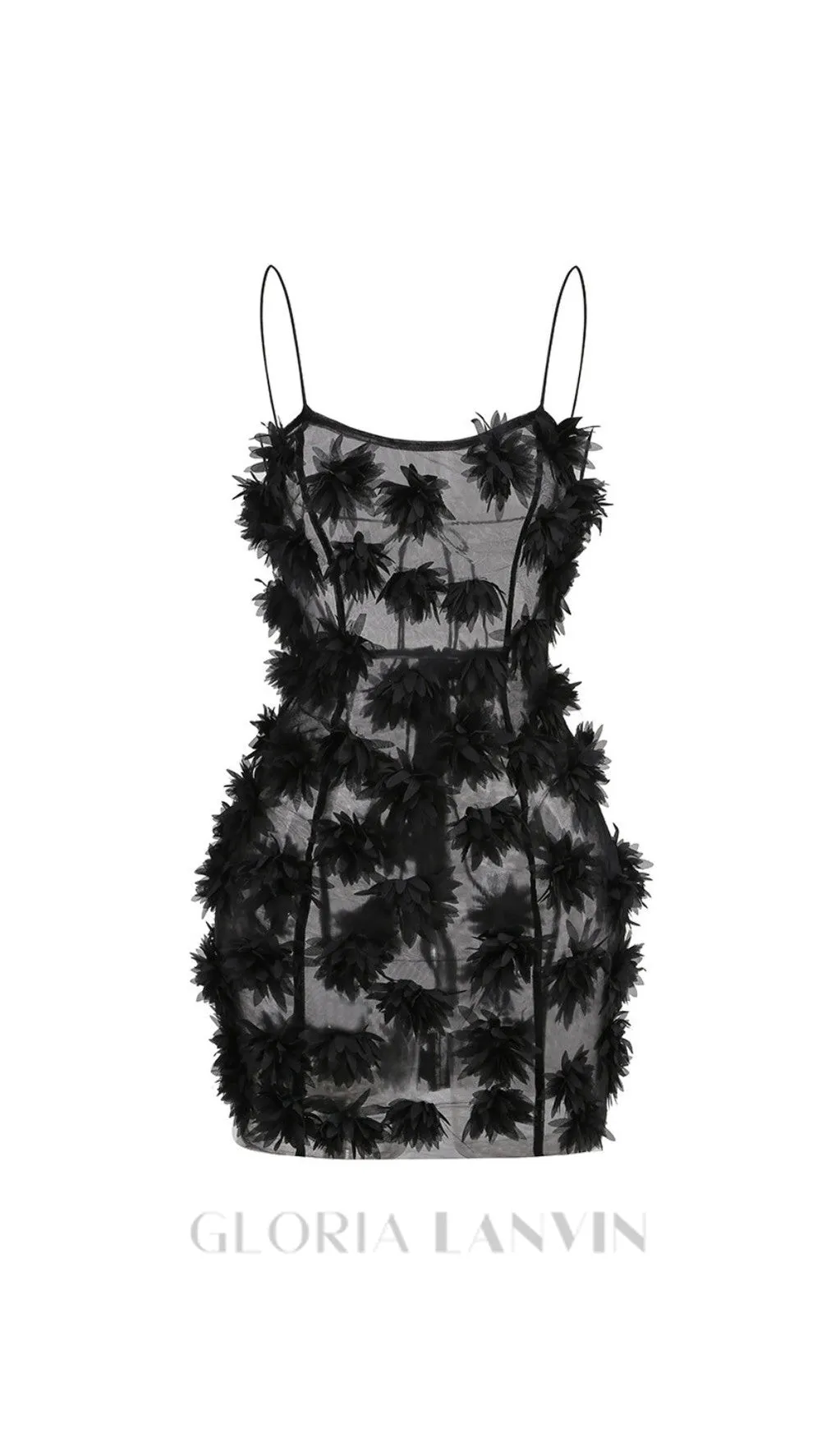 flower embellished Mini Dress in black Gloria Lanvin