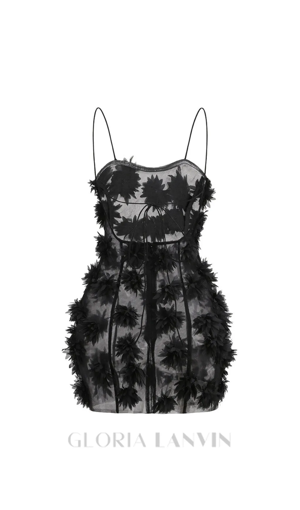 flower embellished Mini Dress in black Gloria Lanvin