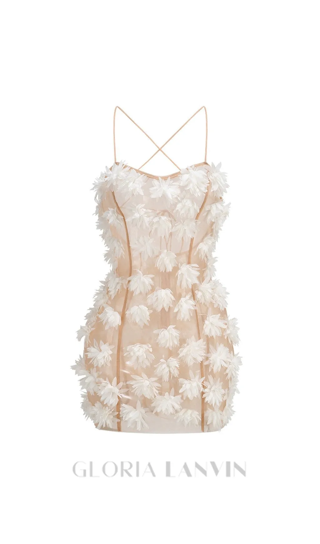flower embellished Mini Dress in white Gloria Lanvin