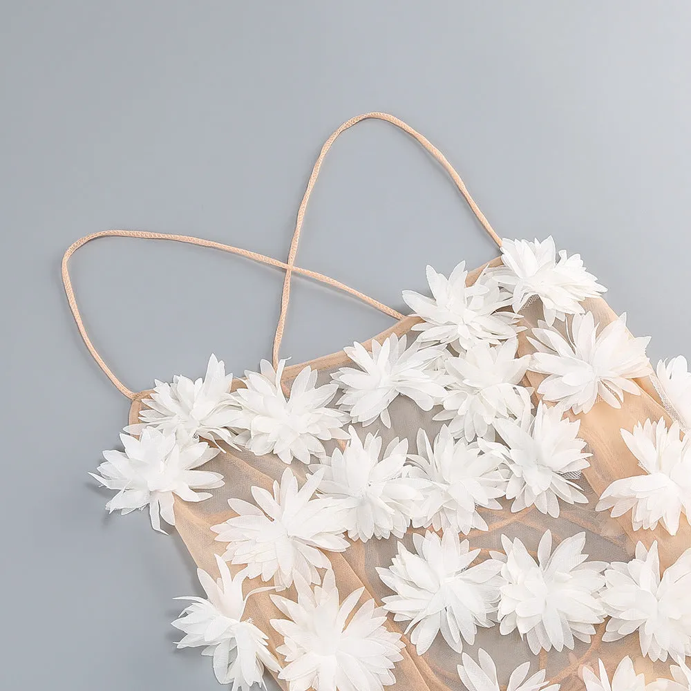flower embellished Mini Dress in white Gloria Lanvin