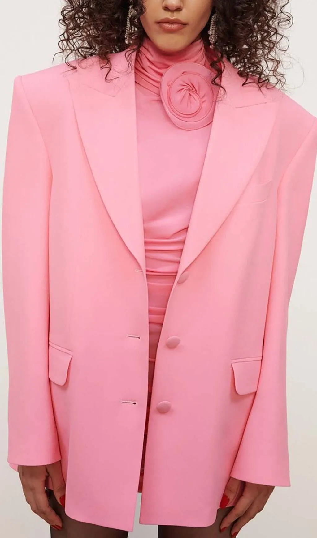 FLOWER-EMBELLISHED RUCHED MINI DRESS IN PINK Gloria Lanvin