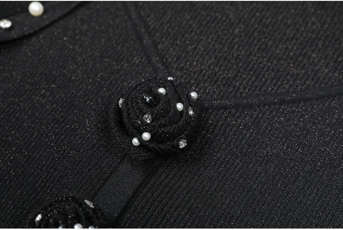 flower knit mini dress in black Gloria Lanvin