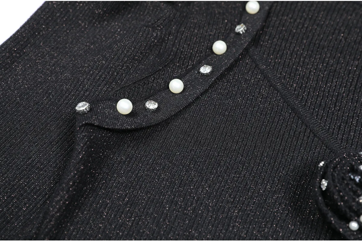 flower knit mini dress in black Gloria Lanvin