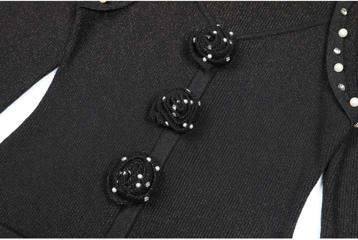 flower knit mini dress in black Gloria Lanvin