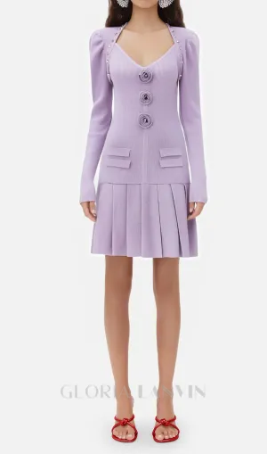 flower knit mini dress in pale purple Gloria Lanvin