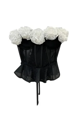 FLOWER LACING MESH TOP Gloria Lanvin