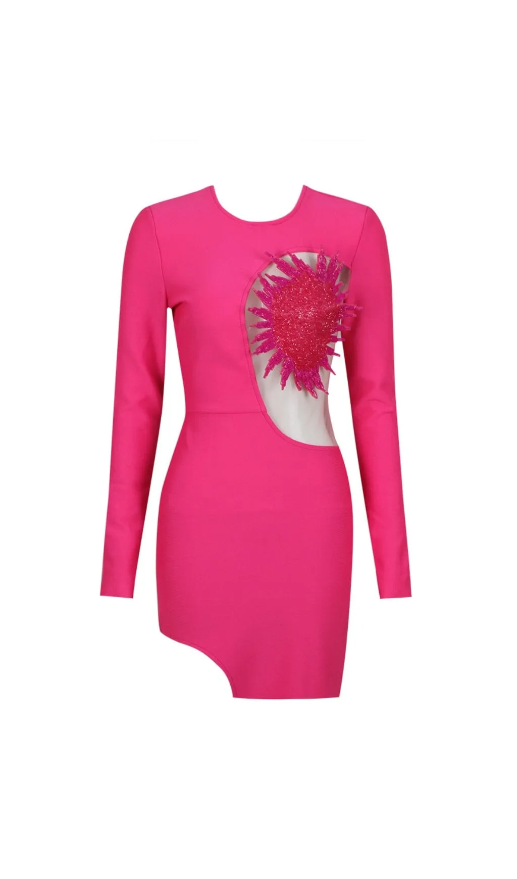 FLOWER LONG SLEEVE MINI BANDAGE DRESS IN RED Gloria Lanvin