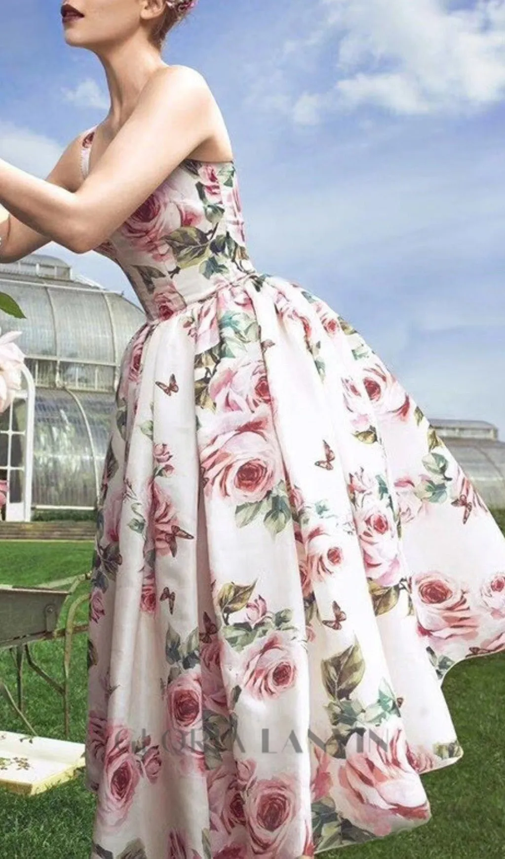 FLOWER PRINTED MIDI DRESS Gloria Lanvin
