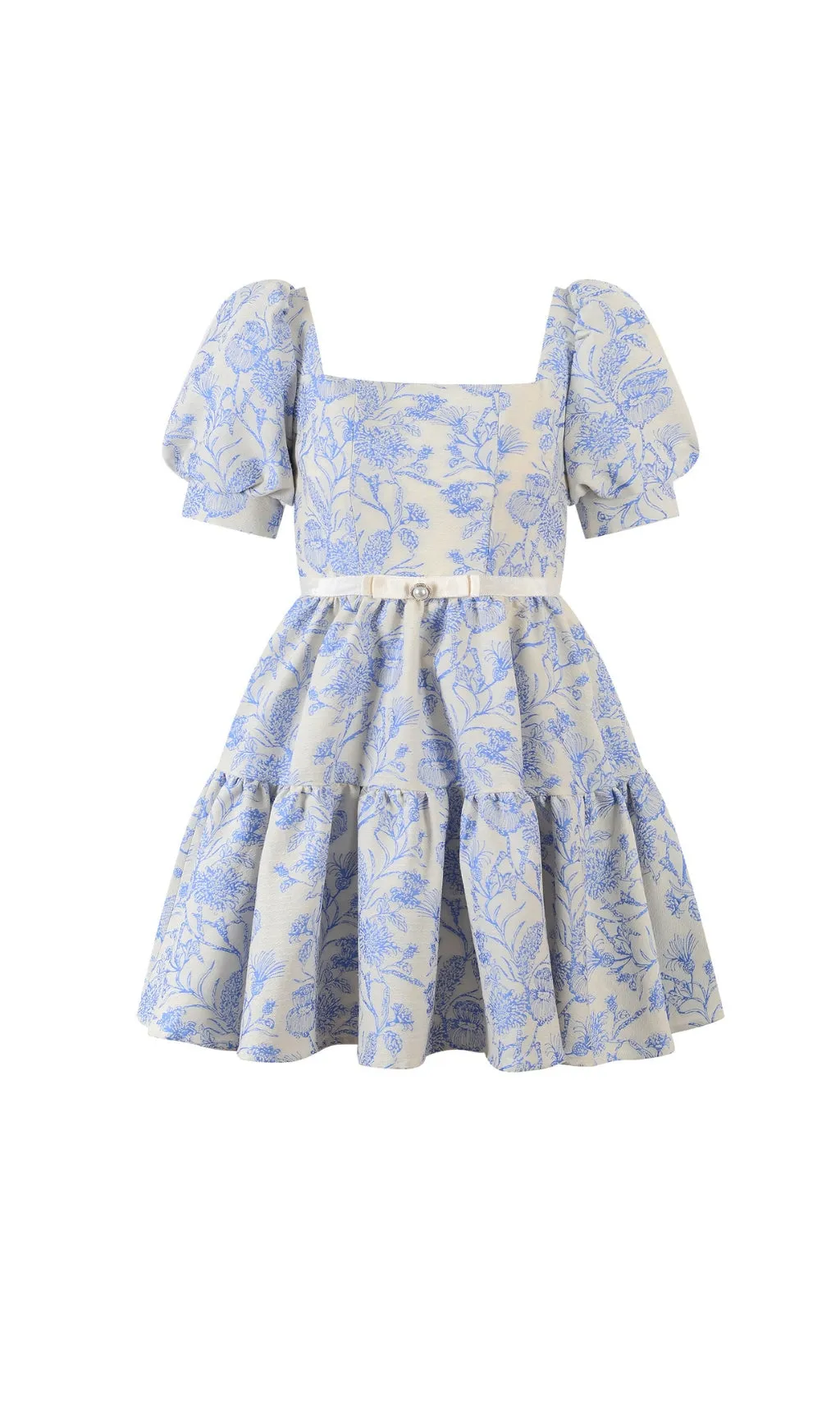 FRENCH PUFF SLEEVE PRINTED MINI DRESS Gloria Lanvin