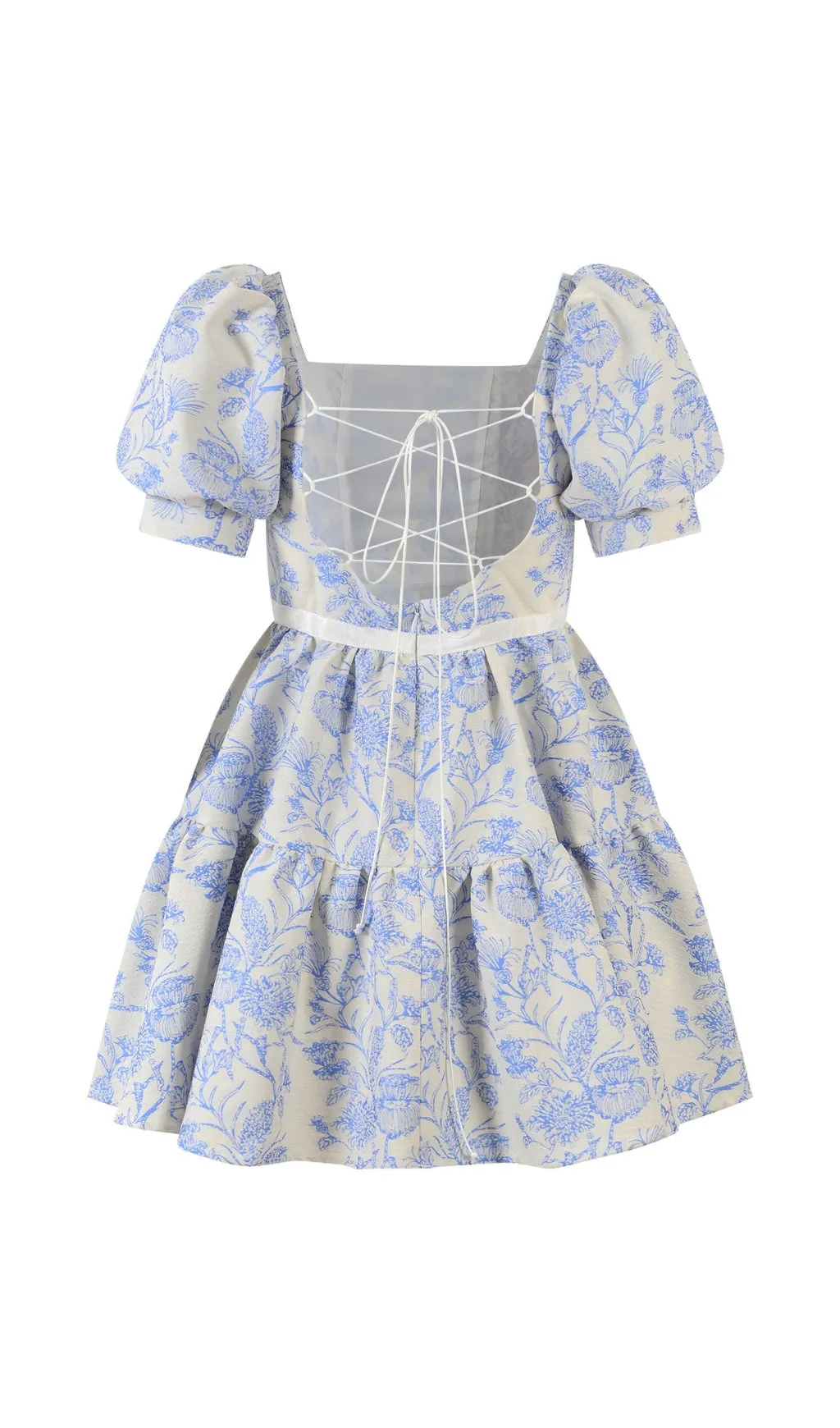 FRENCH PUFF SLEEVE PRINTED MINI DRESS Gloria Lanvin