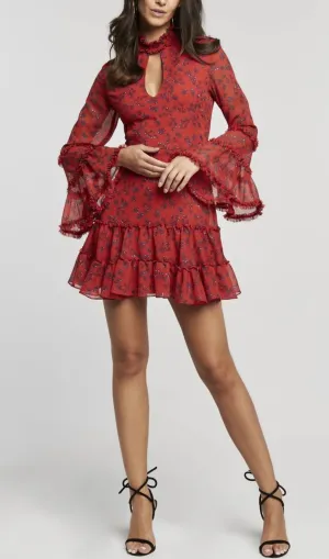 FRILL DRESS IN RED DIT FL Gloria Lanvin