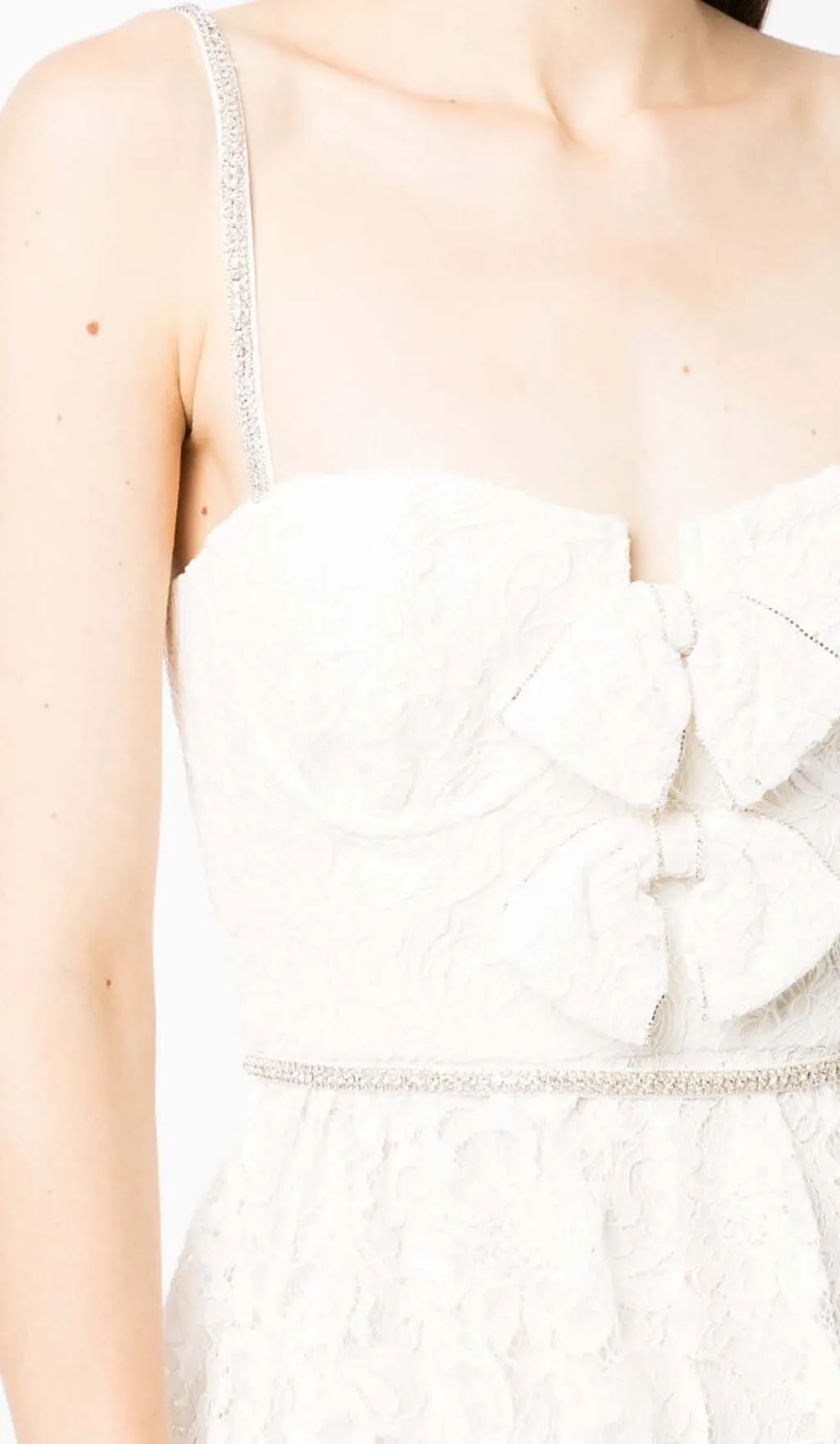 FRONT BOW TIERED MIDI DRESS IN WHITE Gloria Lanvin