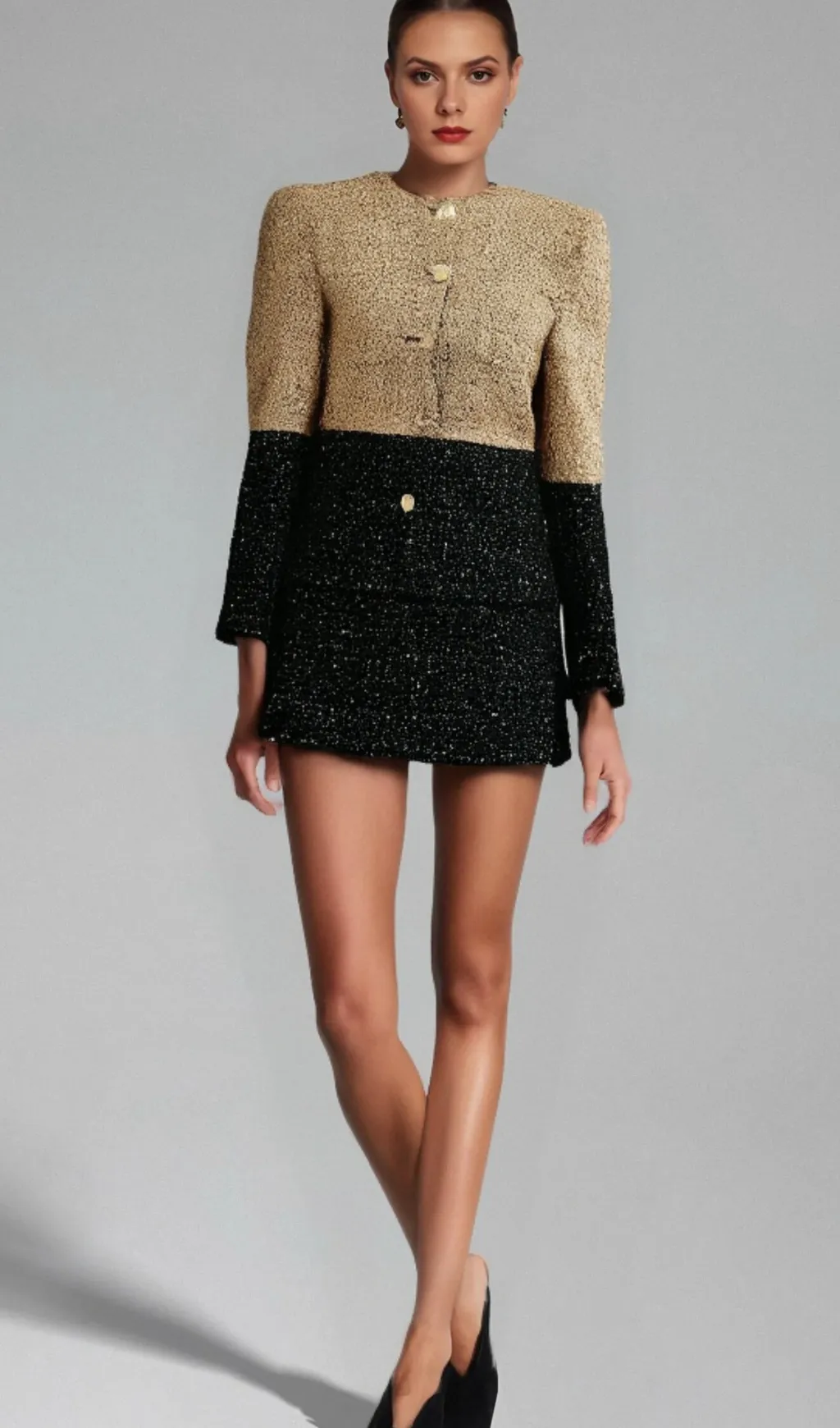 Gabbi sequinned tweed jacket & skirt matching set Gloria Lanvin