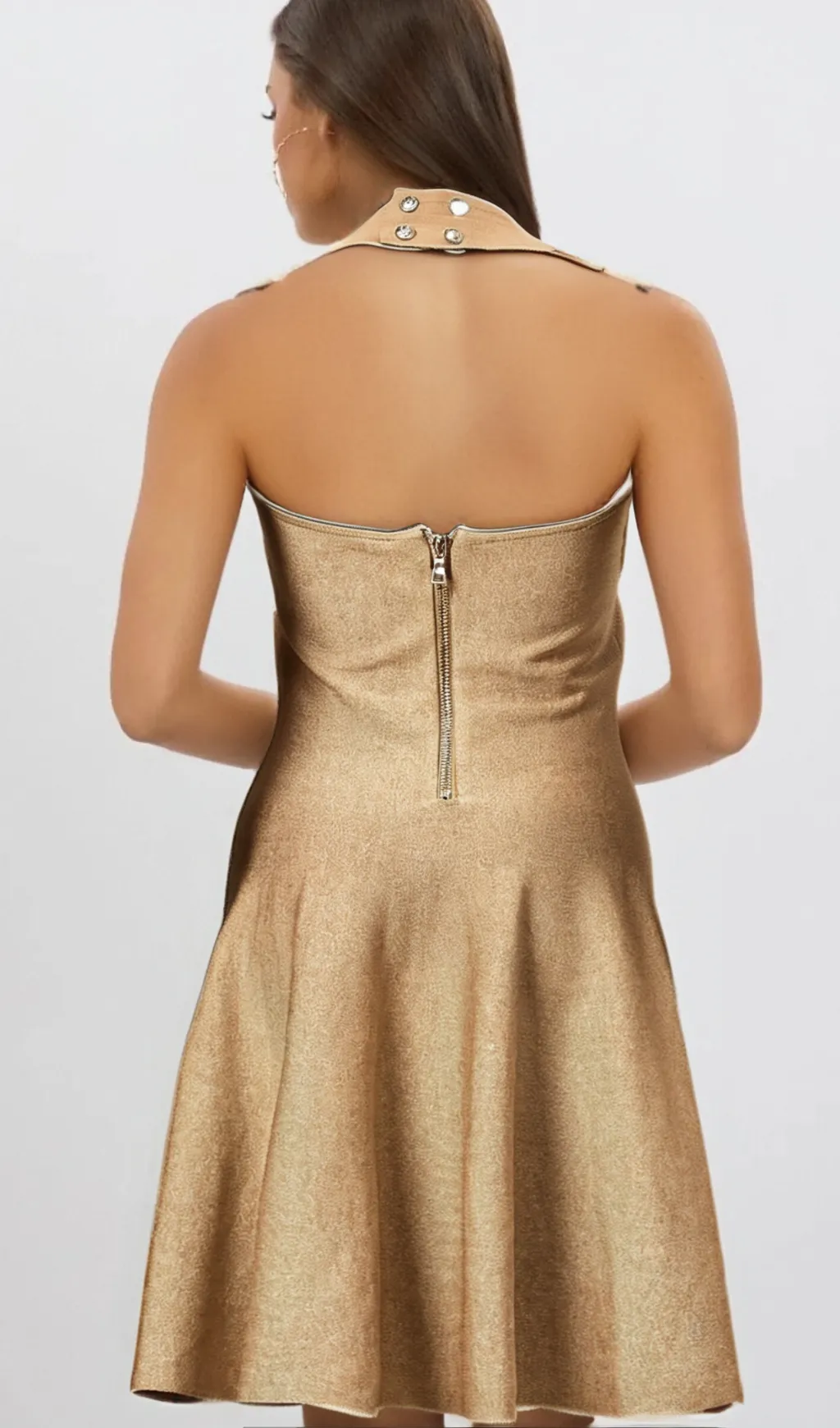Gabrielle khaki embellished knitted mini dress Gloria Lanvin