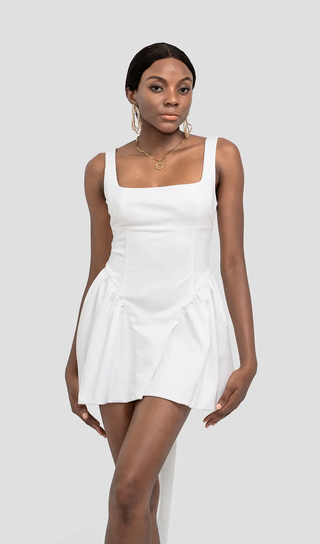 GALI IVORY BACKLESS BOW MINI DRESS Gloria Lanvin