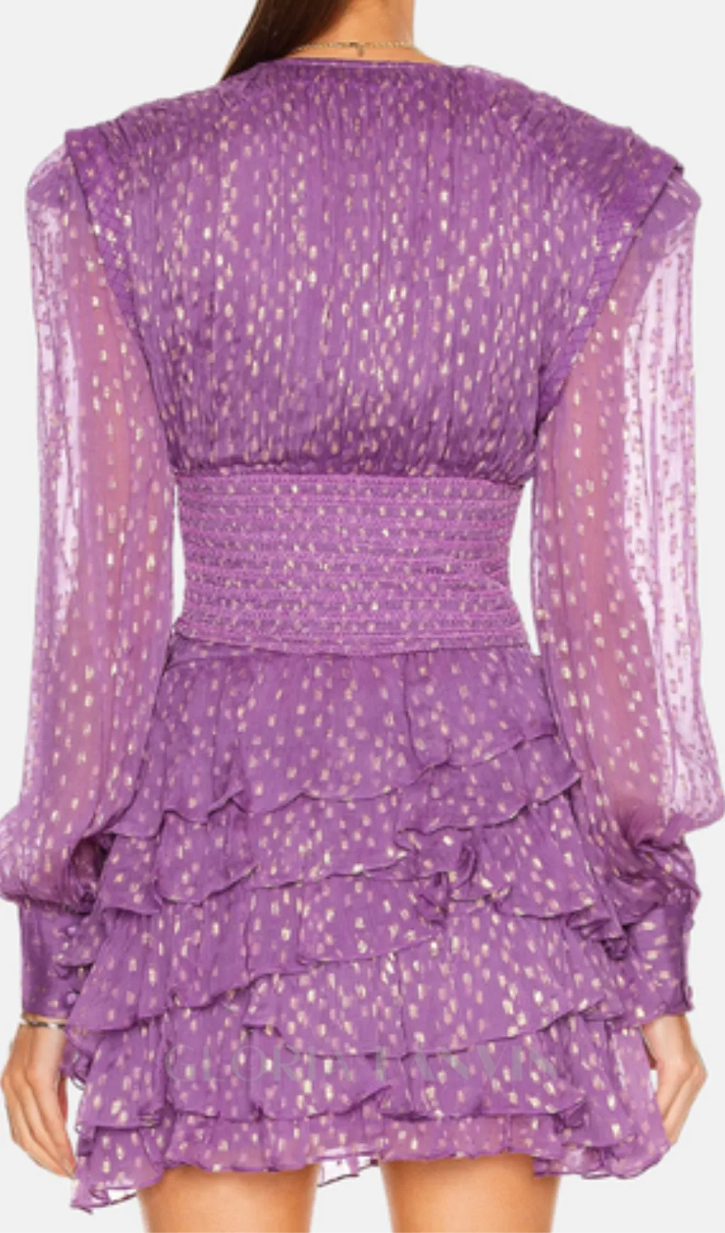 Garsende Balloon Sleeve Ruffle Mini Dress in purple Gloria Lanvin