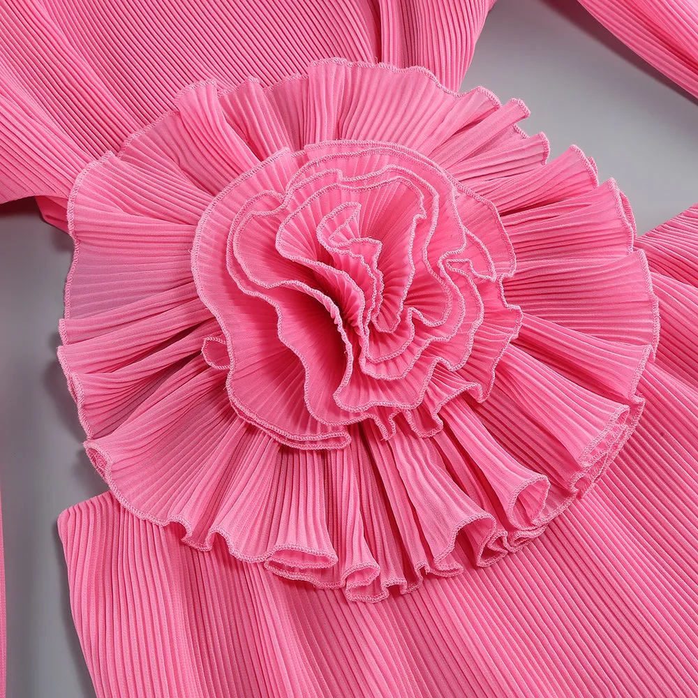 GEMMA CUT OUT FLOWER MINI DRESS IN PINK Gloria Lanvin