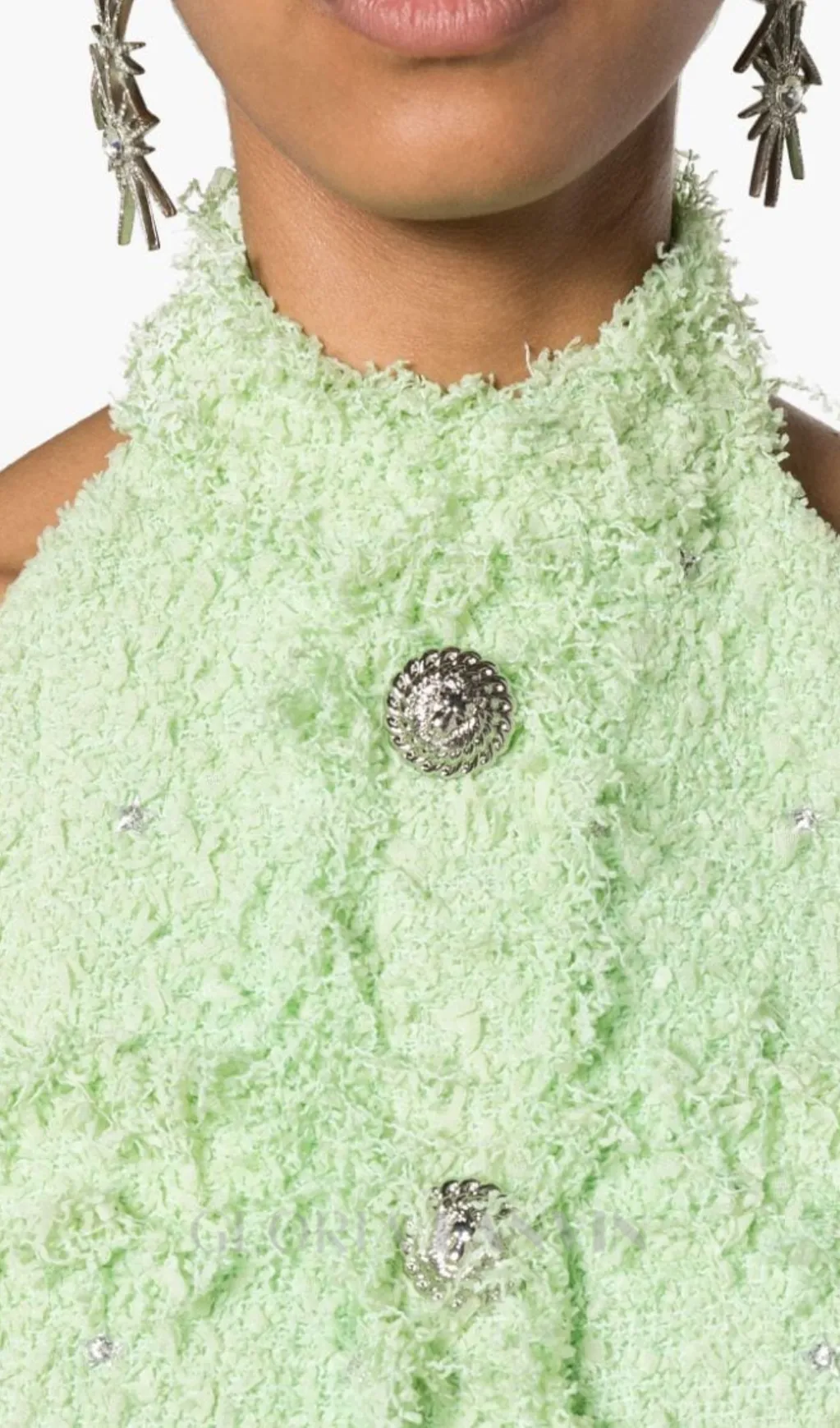 GEMMA PAISLEY-EMBELLISHED TWEED MINI DRESS IN GREEN Gloria Lanvin