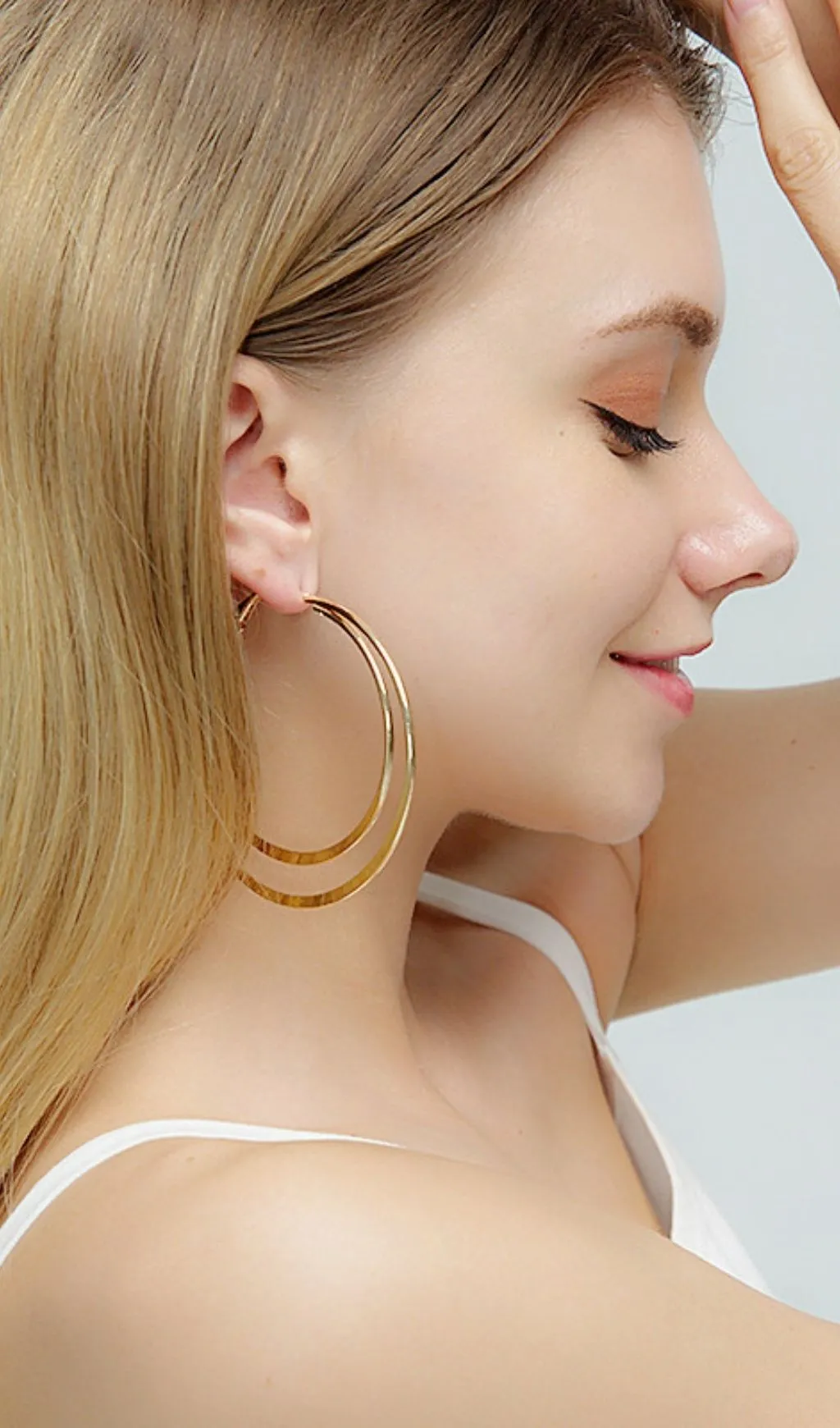 Geometric large circle double earrings Gloria Lanvin