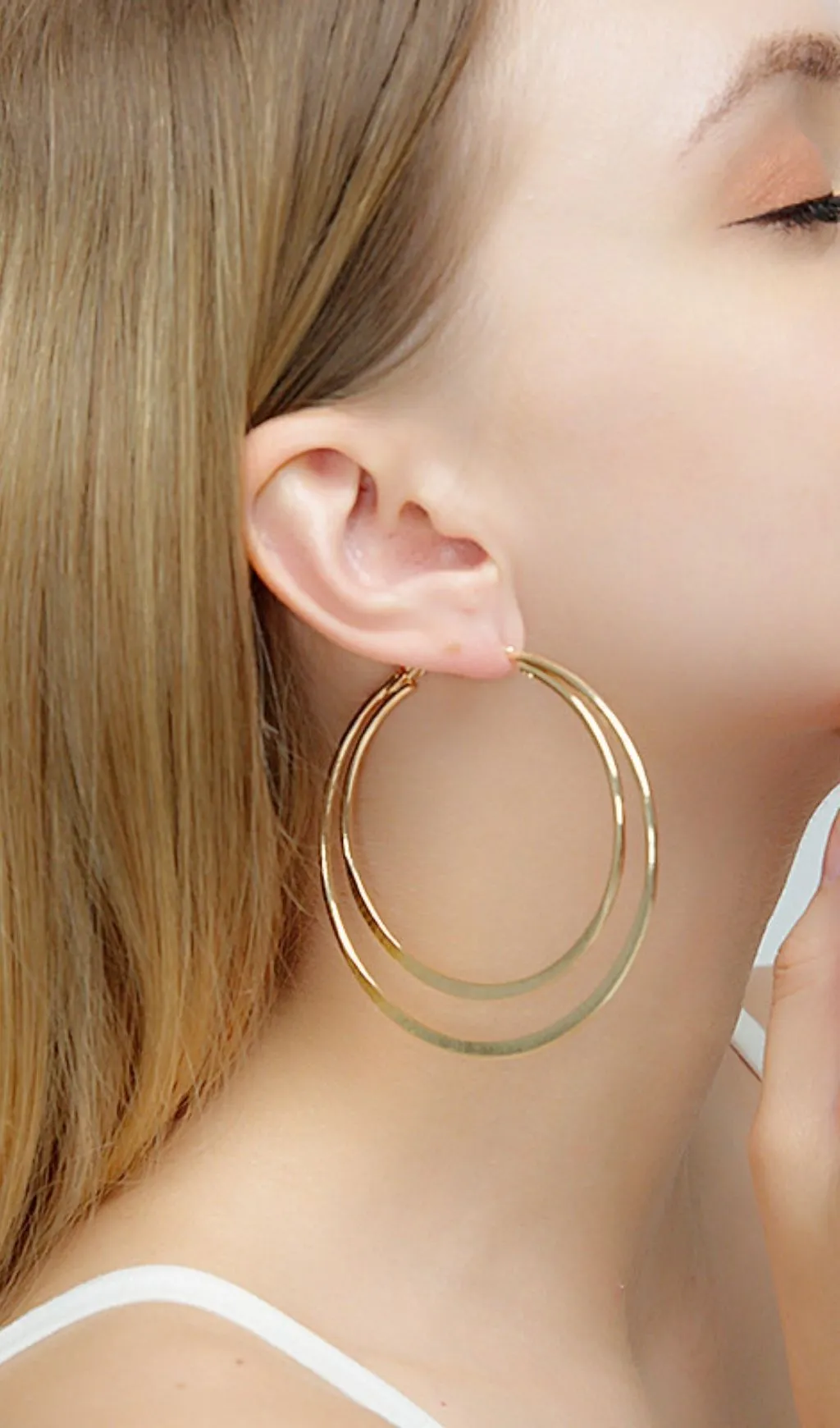 Geometric large circle double earrings Gloria Lanvin