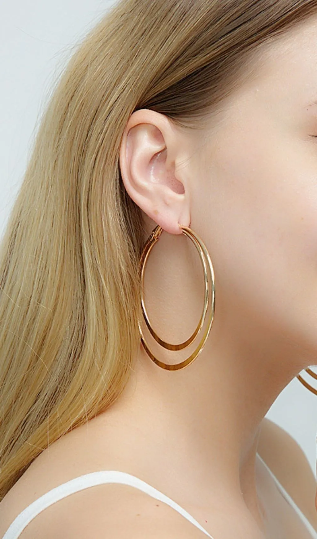 Geometric large circle double earrings Gloria Lanvin