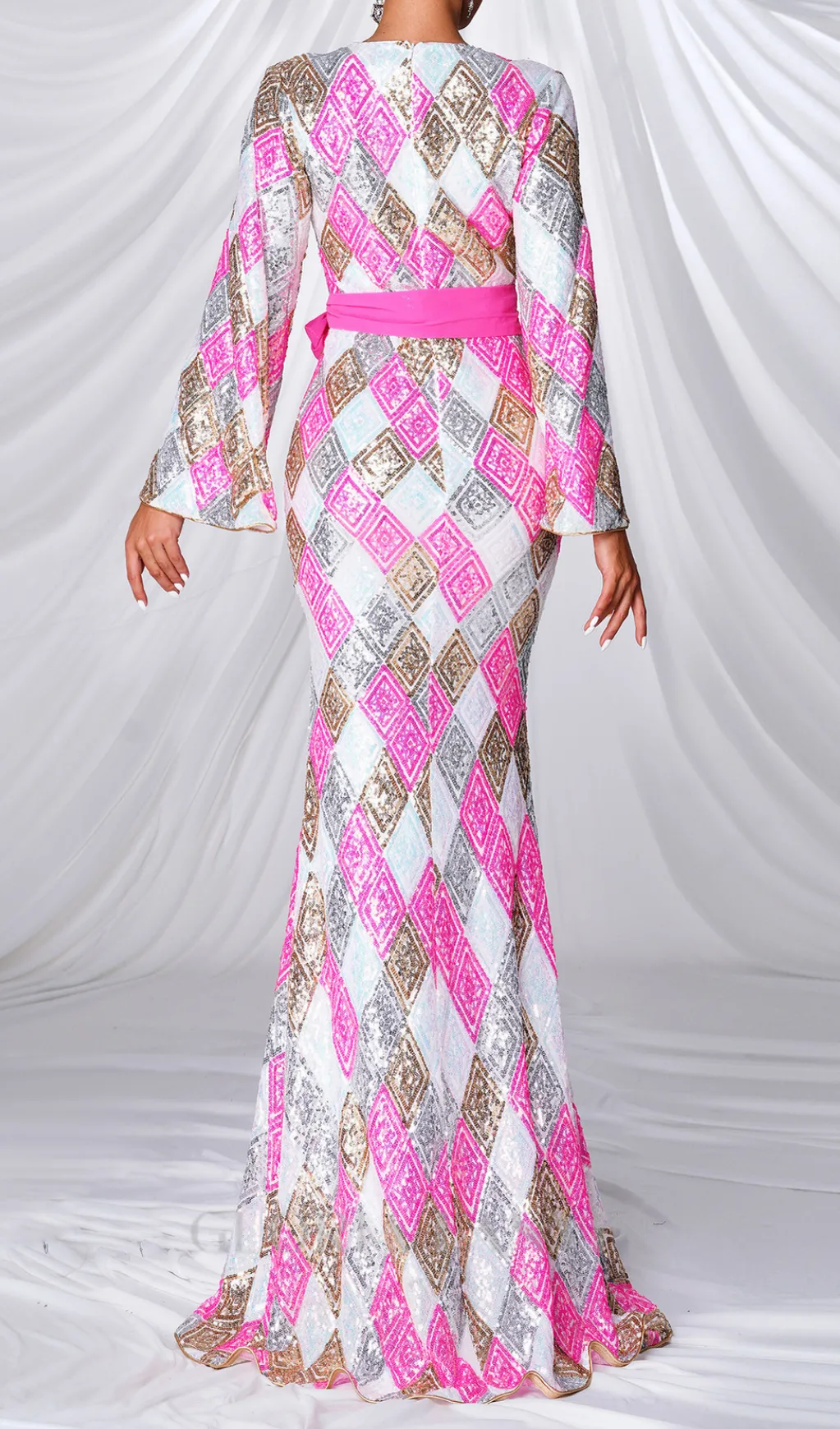 Geometric Patterns print maxi dress in pink Gloria Lanvin