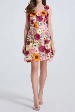 georgia 3d Floral Lace mini Dress in apricot Gloria Lanvin