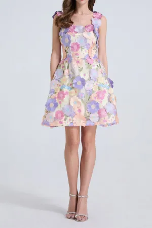georgia 3d Floral Lace mini Dress in purple Gloria Lanvin
