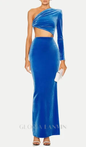 Gianni One Shoulder Velvet Cutout Maxi Dress Gloria Lanvin