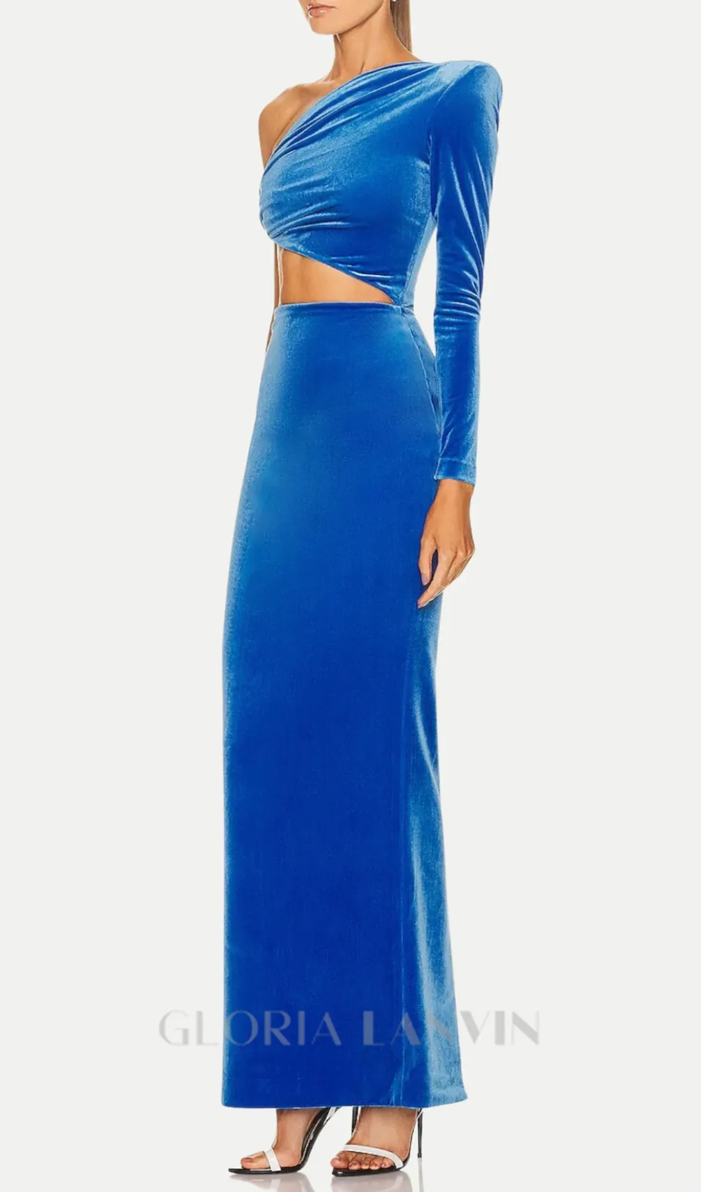 Gianni One Shoulder Velvet Cutout Maxi Dress Gloria Lanvin