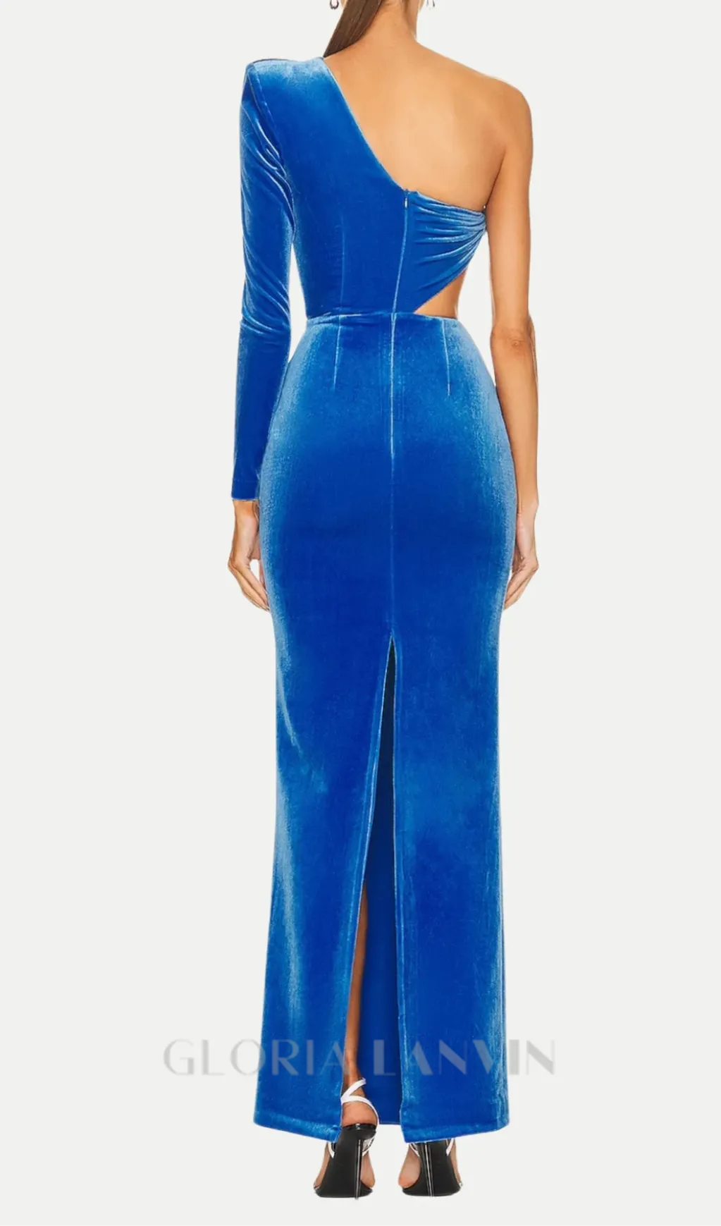 Gianni One Shoulder Velvet Cutout Maxi Dress Gloria Lanvin