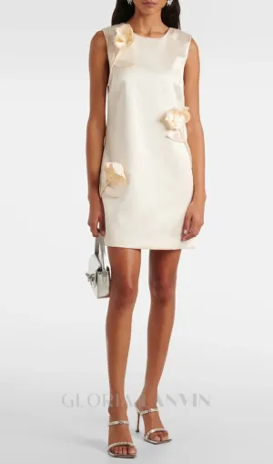 Giorlia Floral Appliqu Satin Mini Dress Gloria Lanvin