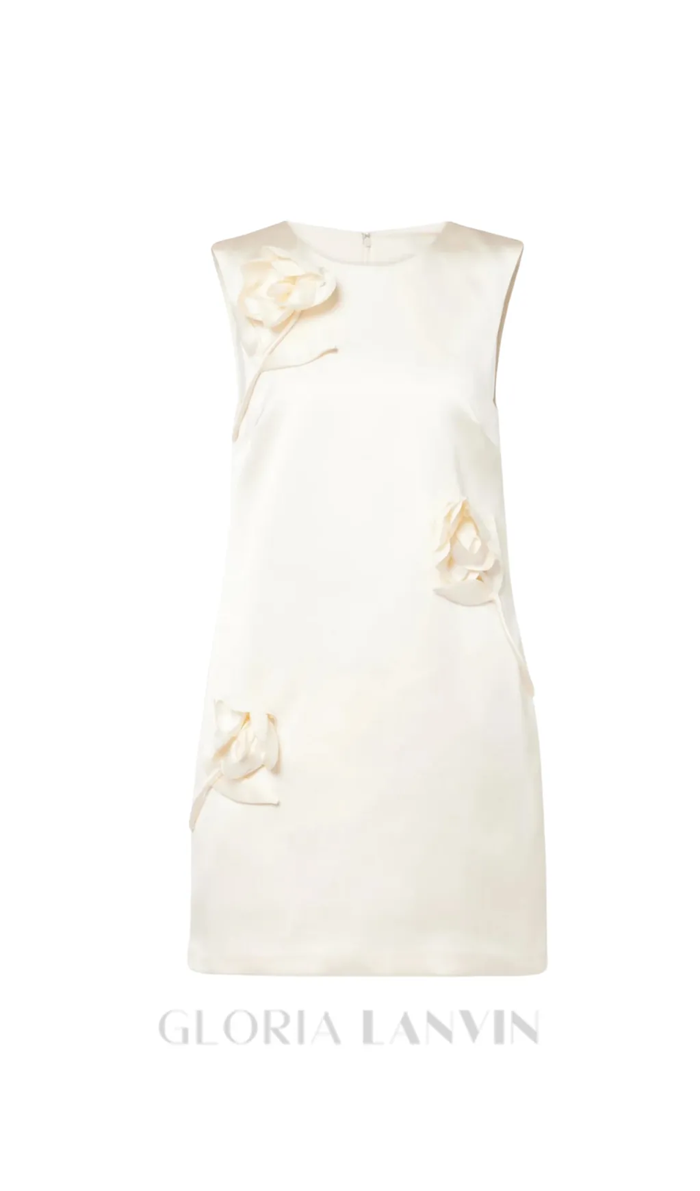 Giorlia Floral Appliqu Satin Mini Dress Gloria Lanvin