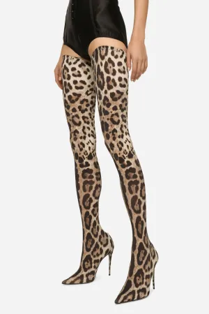 Giselle Leopard Print Thigh-high Boots Gloria Lanvin