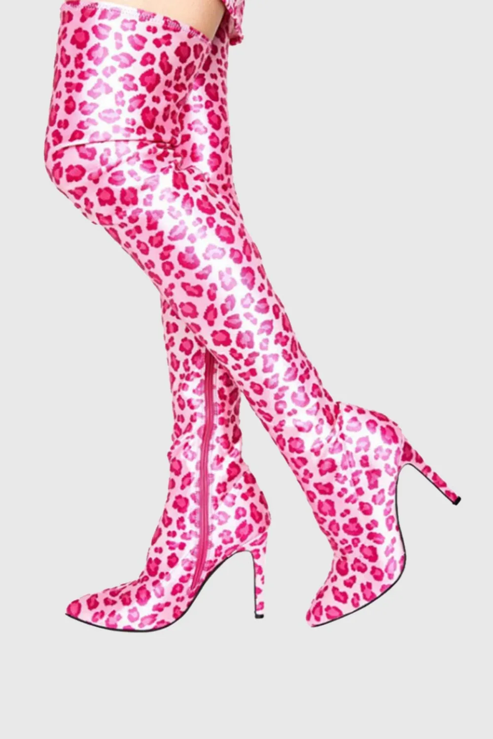 Giselle Leopard Print Thigh-high Boots - Pink Gloria Lanvin