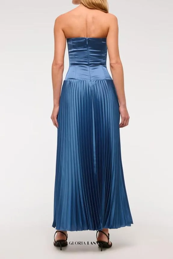 Giselle pleated Drop-Waist Maxi Dress in blue Gloria Lanvin