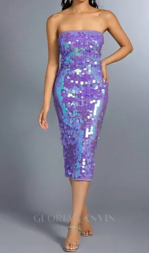 Glitter Strapless midi Dress in purple Gloria Lanvin