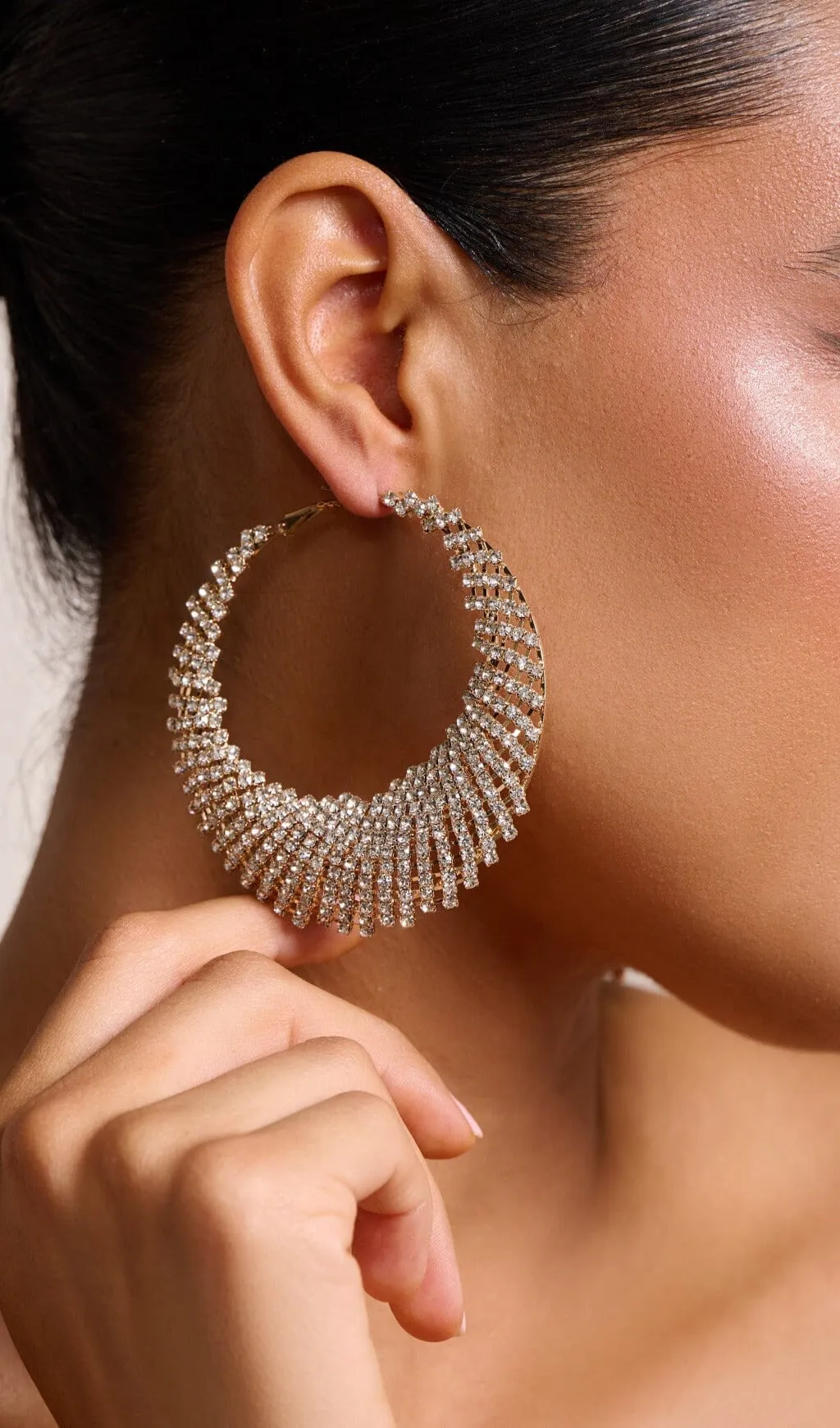 GOLD DIAMANTE HOOP EARRINGS Gloria Lanvin