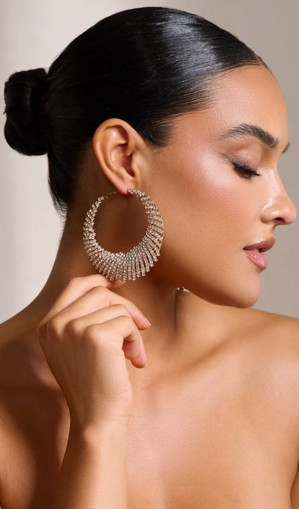 GOLD DIAMANTE HOOP EARRINGS Gloria Lanvin