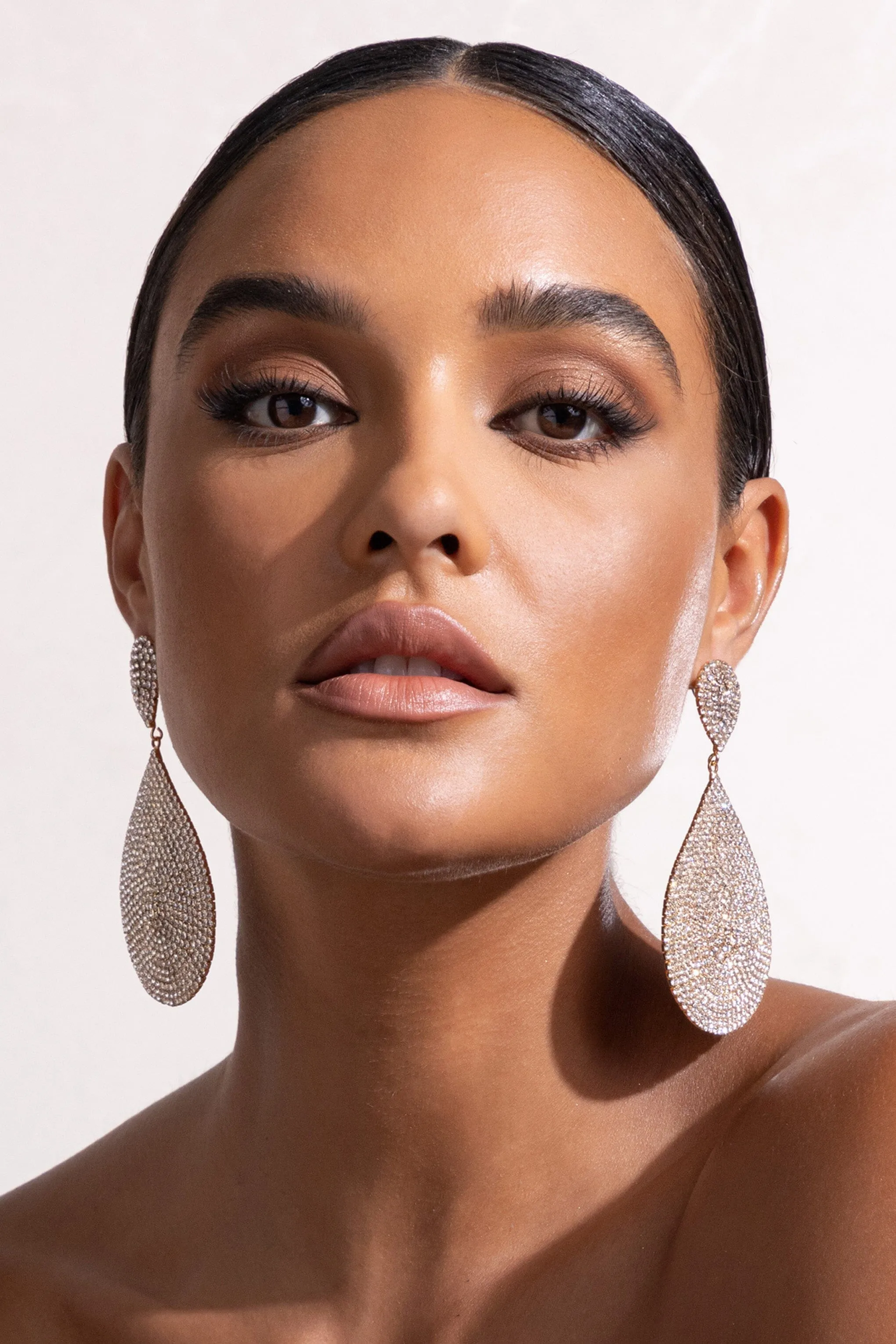 GOLD DIAMANTE STATEMENT TEARDROP EARRINGS Gloria Lanvin