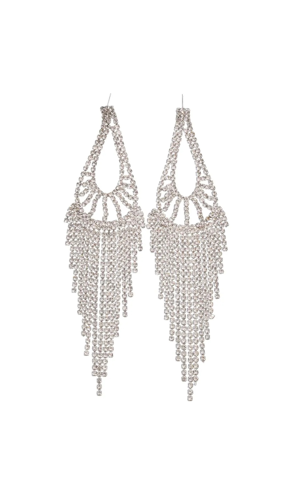 GOLD DIAMANTE TEARDROP TASSEL EARRINGS Gloria Lanvin