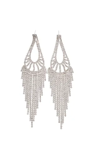 GOLD DIAMANTE TEARDROP TASSEL EARRINGS Gloria Lanvin