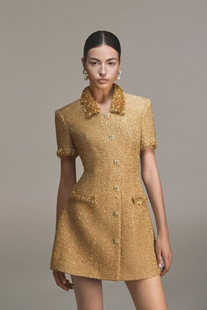 gold embellished mini dress Gloria Lanvin
