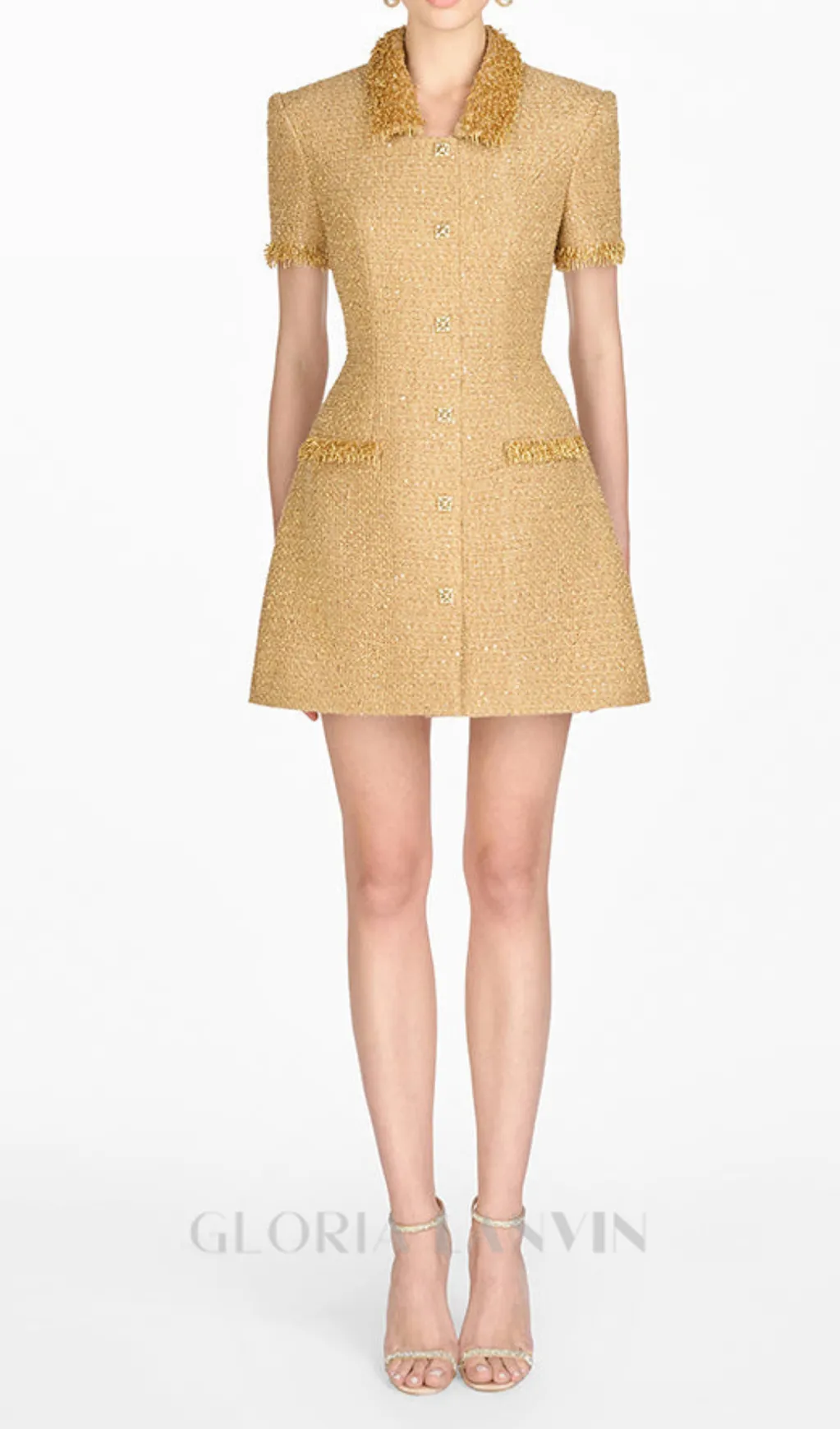 gold embellished mini dress Gloria Lanvin