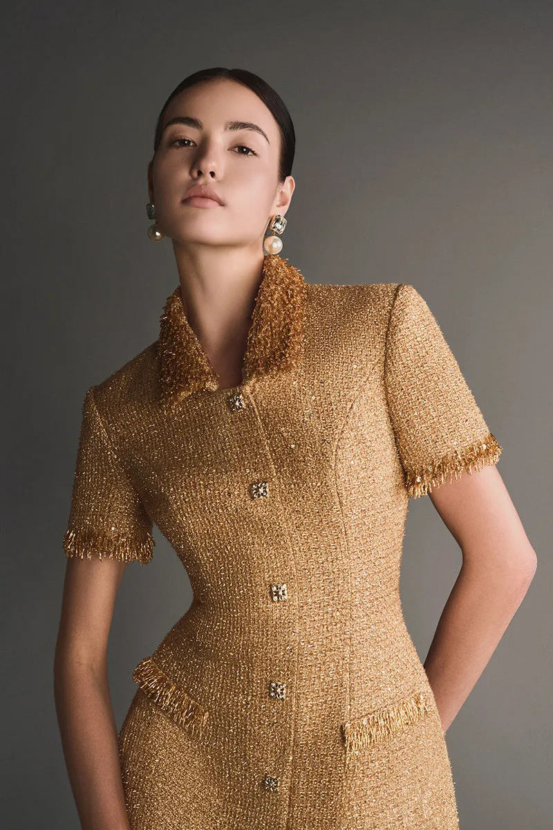 gold embellished mini dress Gloria Lanvin