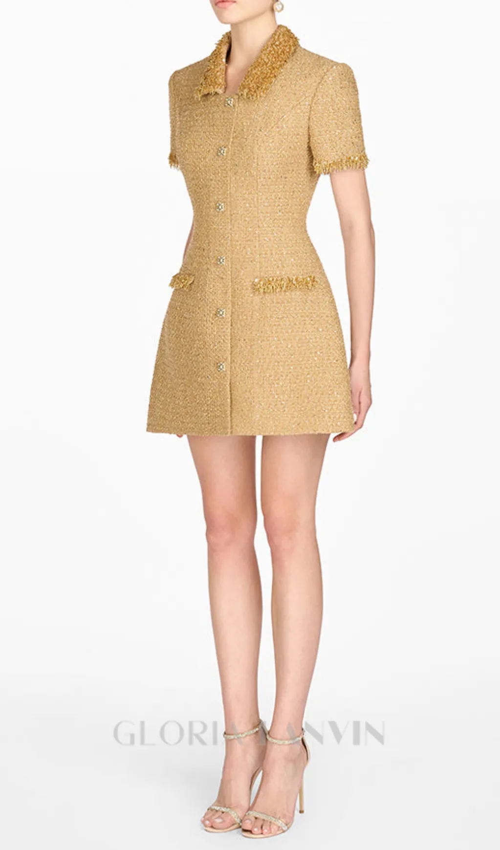 gold embellished mini dress Gloria Lanvin