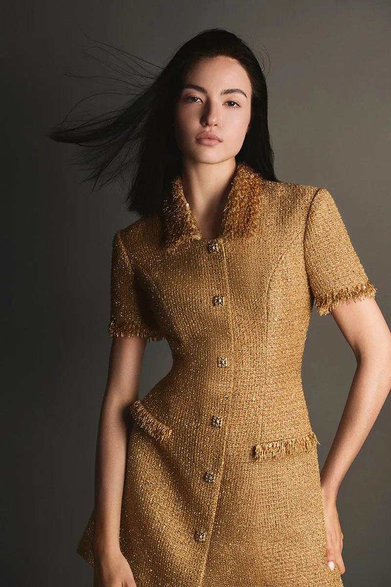 gold embellished mini dress Gloria Lanvin